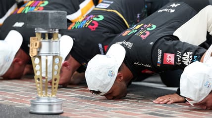Bubba Wallace Kissing the Bricks at Indy