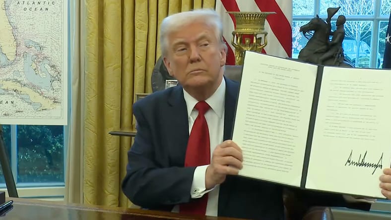 Donald Trump Signing an Executive Order on Auto Tariffs