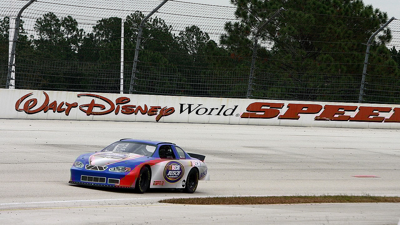 A NASCAR Busch Series car at Walt Disney World Speedway