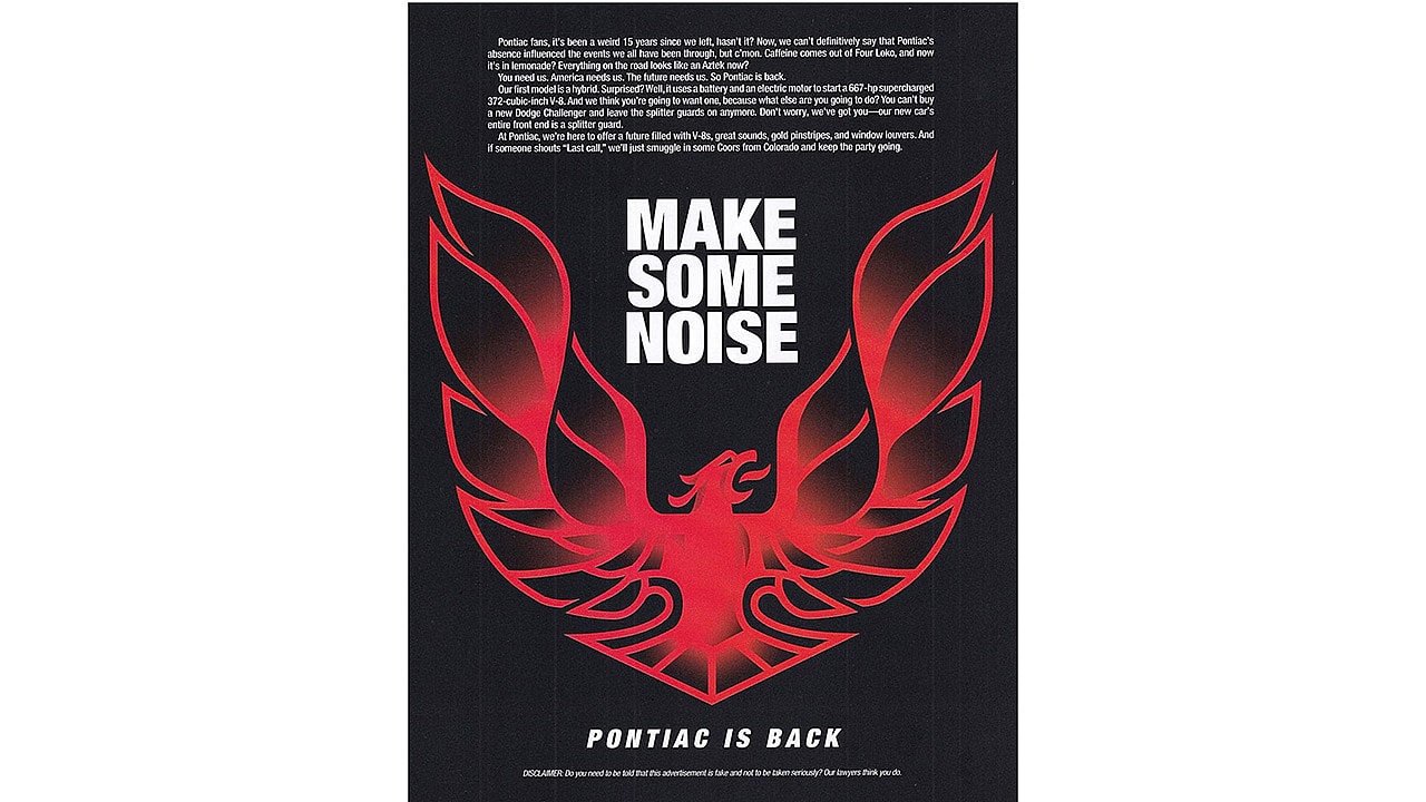 Car And Driver's "Pontiac Is Back" Ad