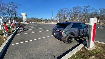 Tesla Superchargers at a New Jersey Turnpike Rest Stop