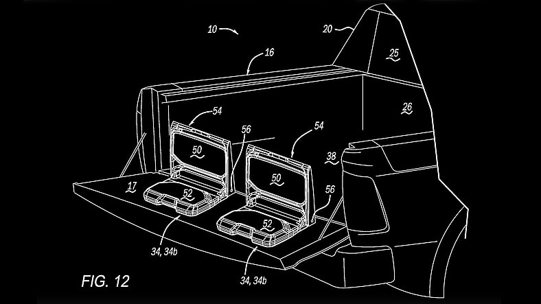 Ram's patent drawing for tailgate-mounted jumpseats