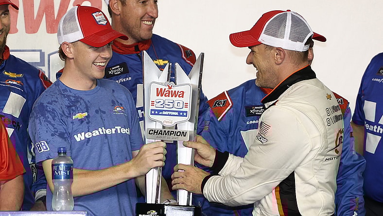 Connor Zilisch and Parker Kligerman Celebrating Their Shared Wawa 250 Win