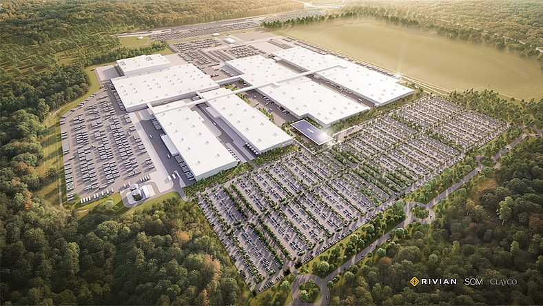 A Rendering of Rivian's Georgia Factory