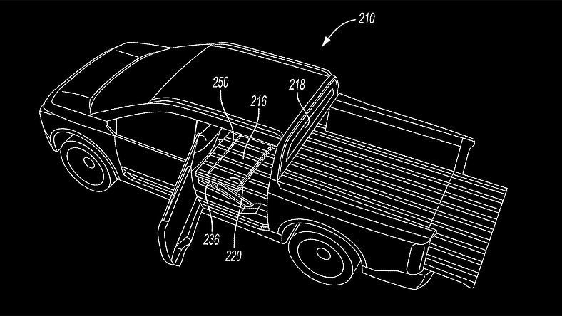 Ford's Extendable Pickup Bed Patent Sketch