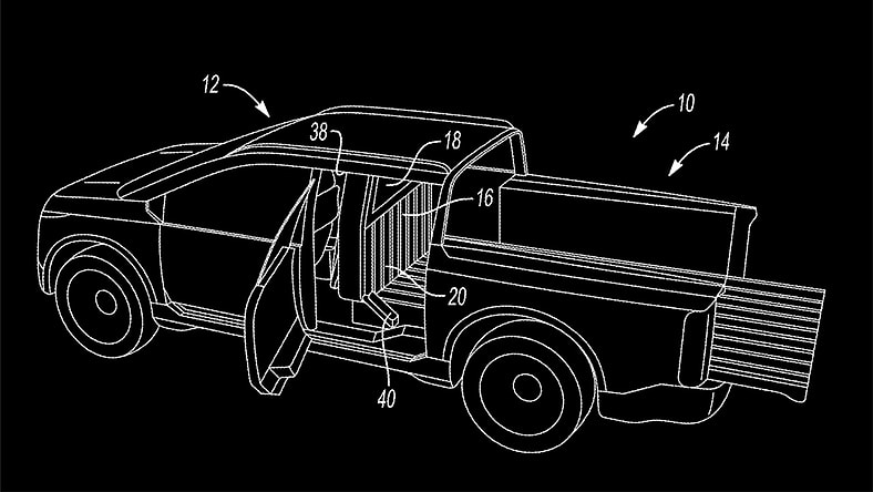Ford's Extendable Pickup Bed Patent Sketch