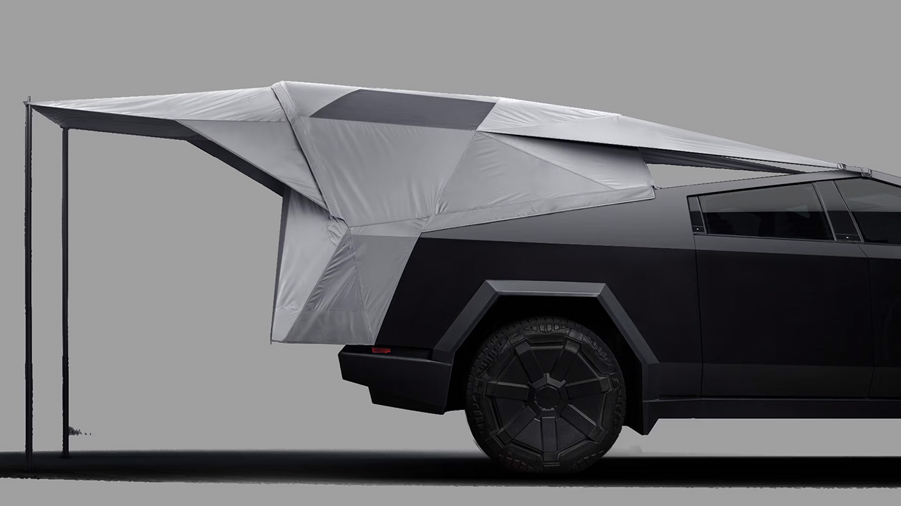 The Cybertruck Basecamp Blow-Up Tent Can Turn Tesla’s Pickup Into An RV ...