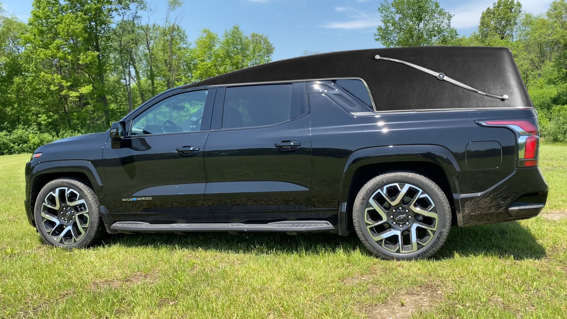 Chevrolet Silverado EV hearse rendering