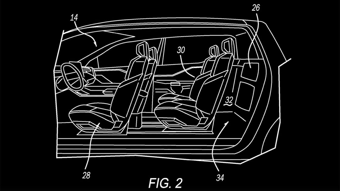 Three-row Ram truck cabin