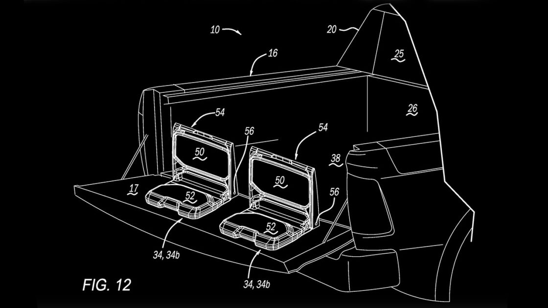 Ram's patent drawing for tailgate-mounted jumpseats