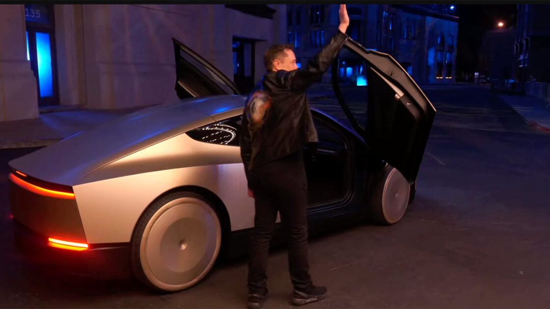 Elon Musk with a Cybercab