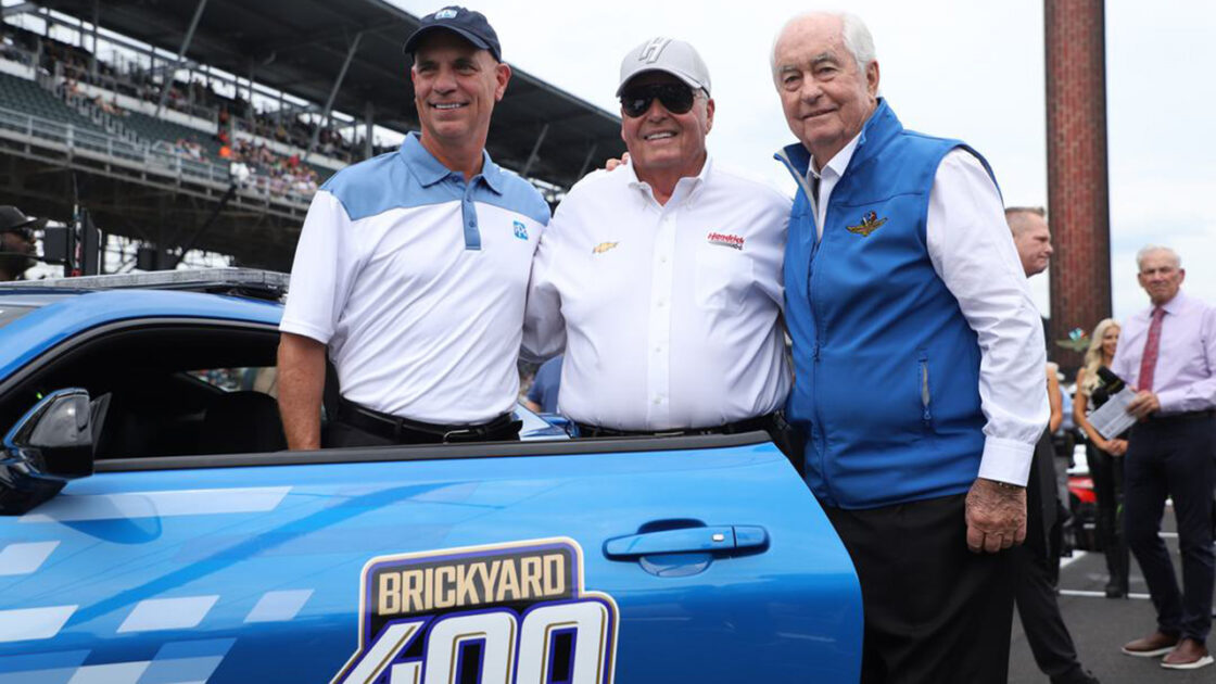 PPG CEO Timothy M. Knavish, Rick Hendrick and Roger Penske at the 2024 Brickyard 400