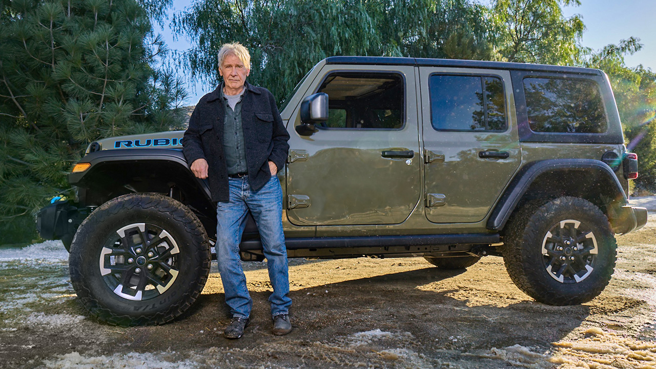 Harrison Ford with a Jeep Wrangler