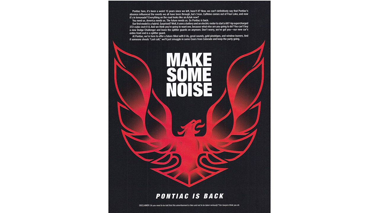 Car And Driver's "Pontiac Is Back" Ad