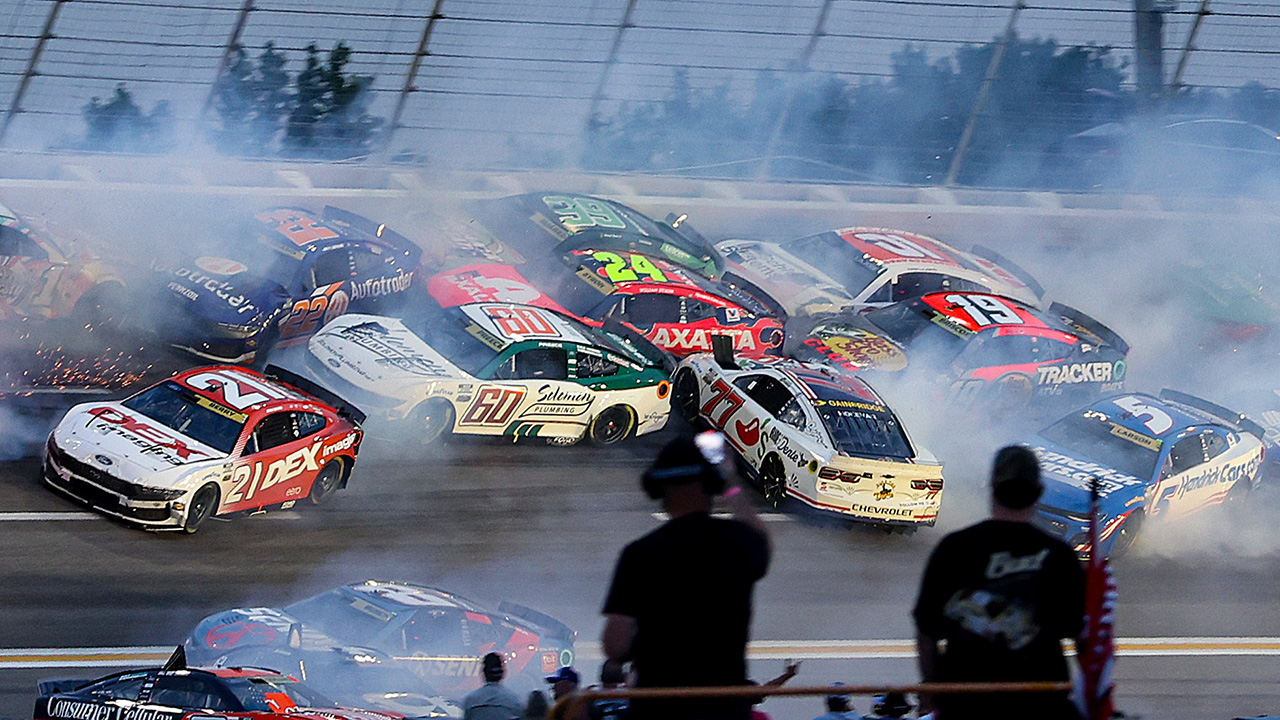 Cars Wreck in the NASCAR Atlanta Race