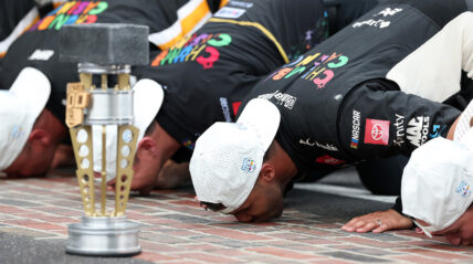 Bubba Wallace Kissing the Bricks at Indy