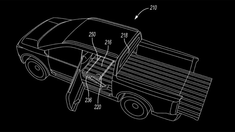 Ford's Extendable Pickup Bed Patent Sketch
