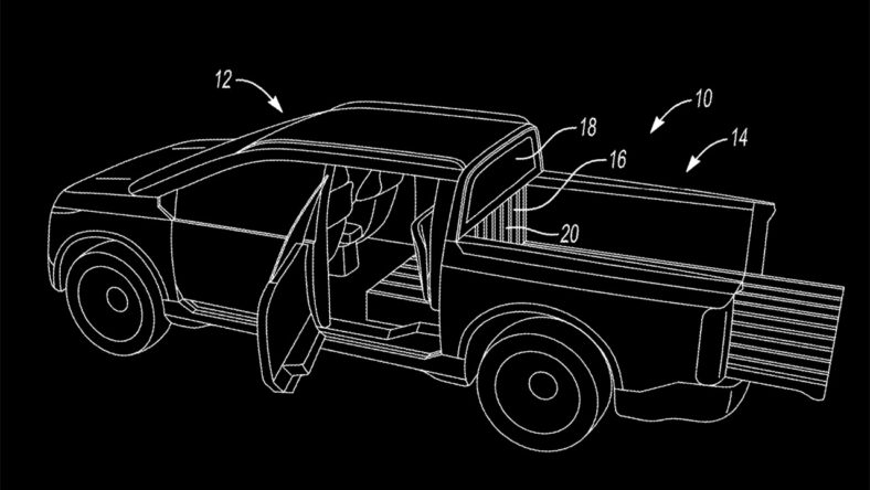Ford's Extendable Pickup Bed Patent Sketch