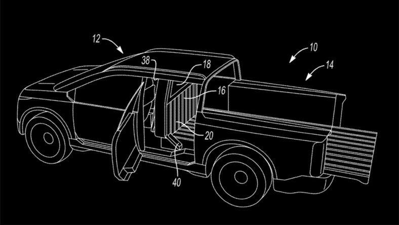 Ford's Extendable Pickup Bed Patent Sketch