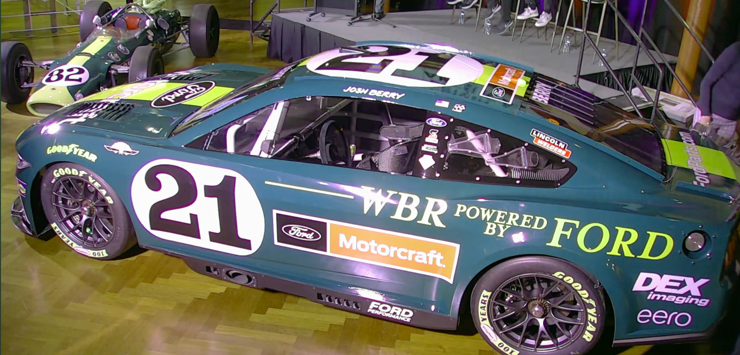Wood Brothers Racing's Darlington Throwback Car and the Lotus 38.