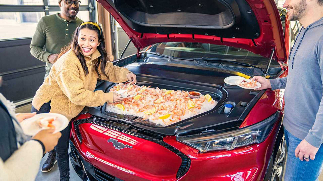 The Ford Mustang Mach-E With Shrimp in its Frunk