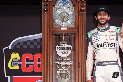 Chase Elliott with the Martinsville clock