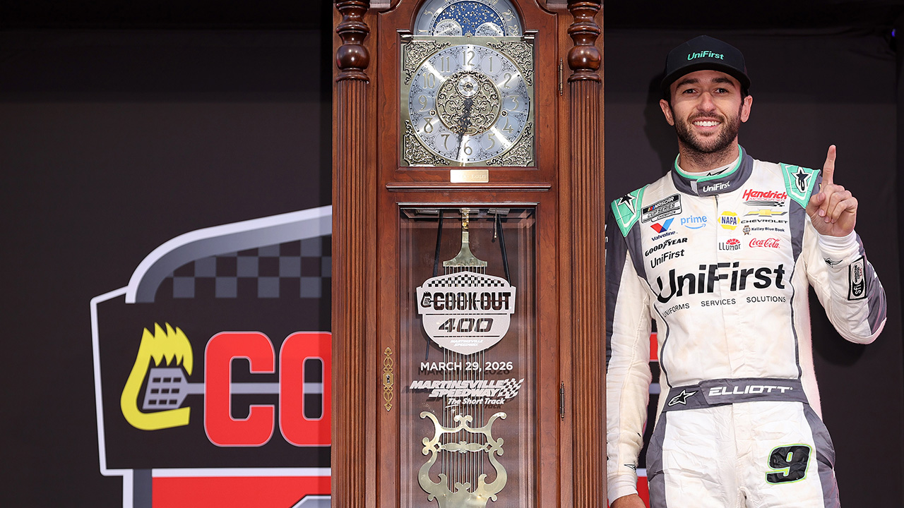 Chase Elliott with the Martinsville clock