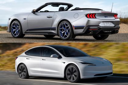 The Ford Mustang Convertible and Tesla Model 3