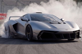 The Rezvani Beast X doing a burnout