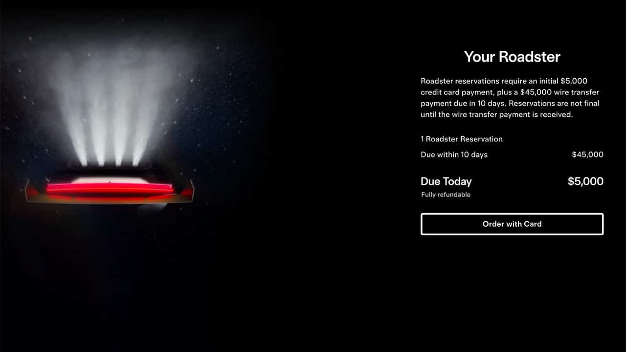 New Tesla Roadster Reservations Open At $50,000 